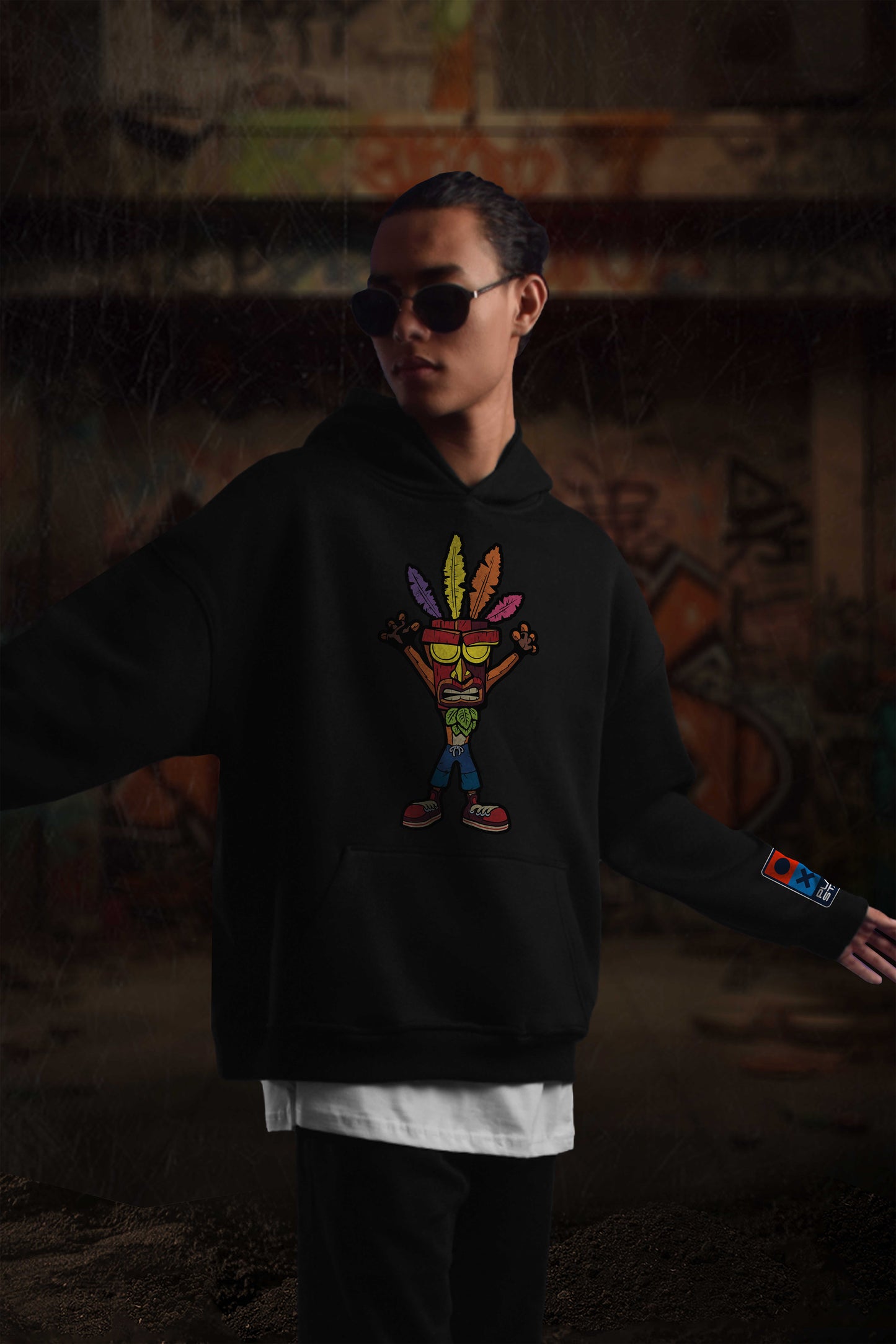 OVERSIZE HOODIE (CRASH-GAME)BLACK