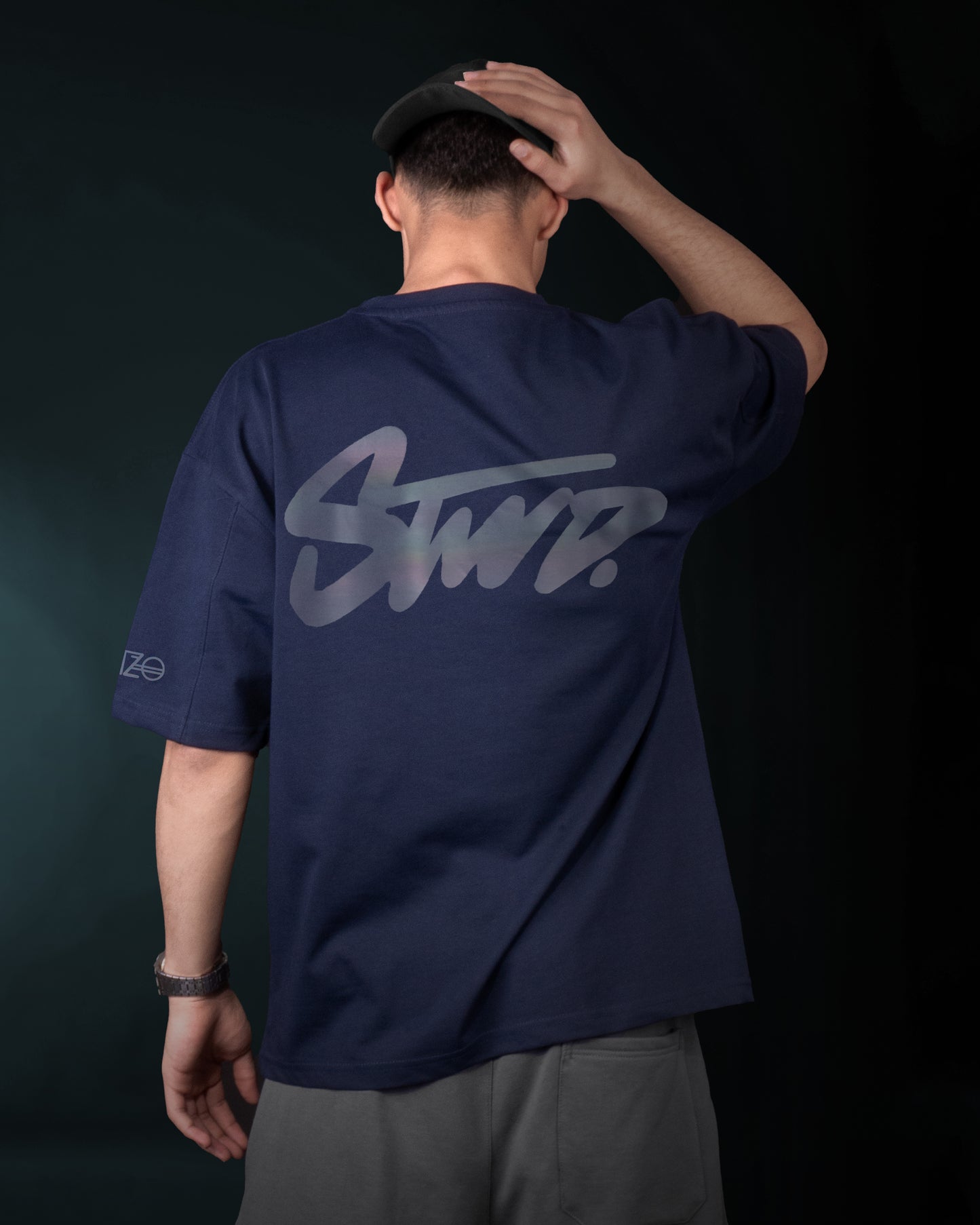 REFLICTIVE OVERSIZE TEE (STWD)-DARKE BLUE