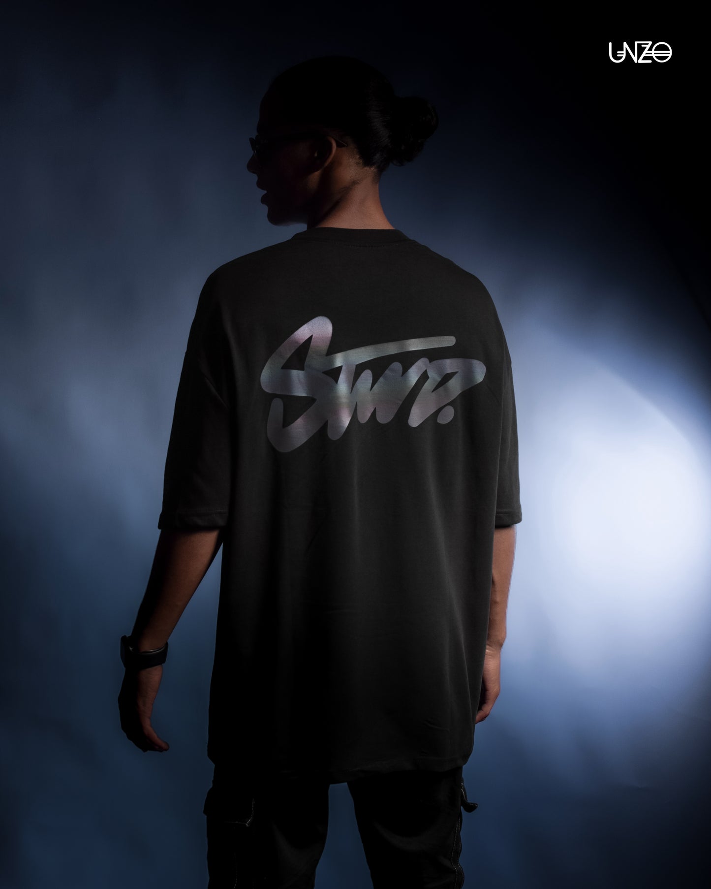 REFLICTIVE OVERSIZE TEE (STWD)-BLACK