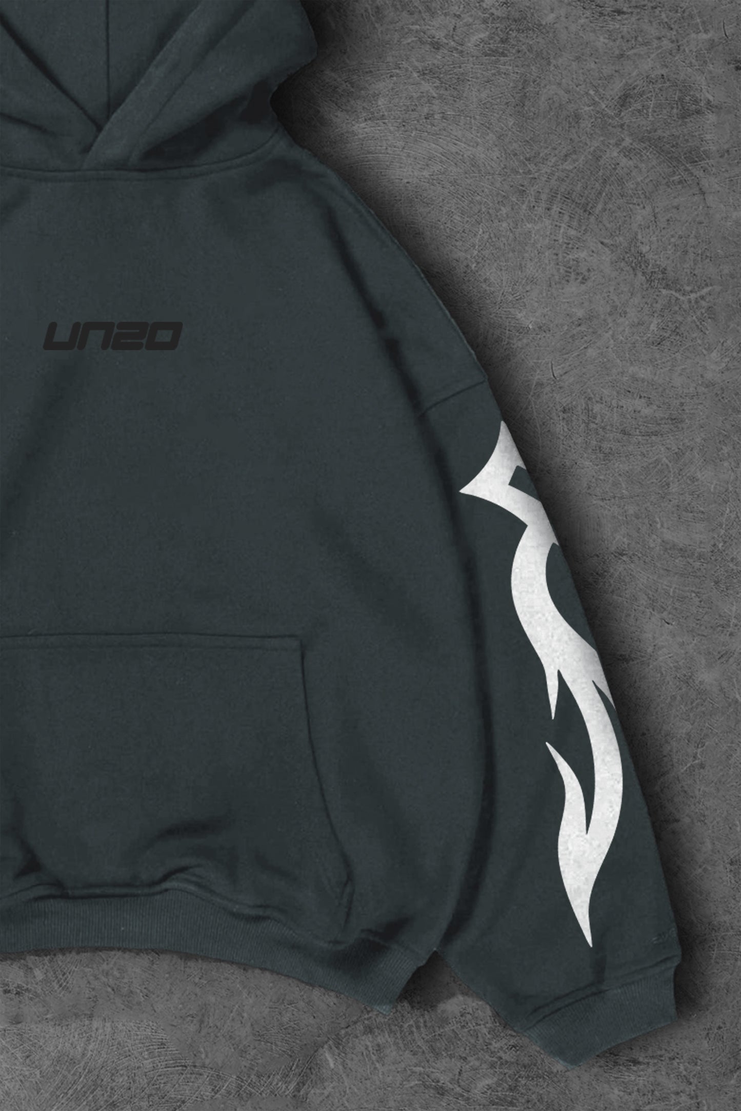 (PUFF PRINT) OVERSIZE HOODIE-DARKE GREY