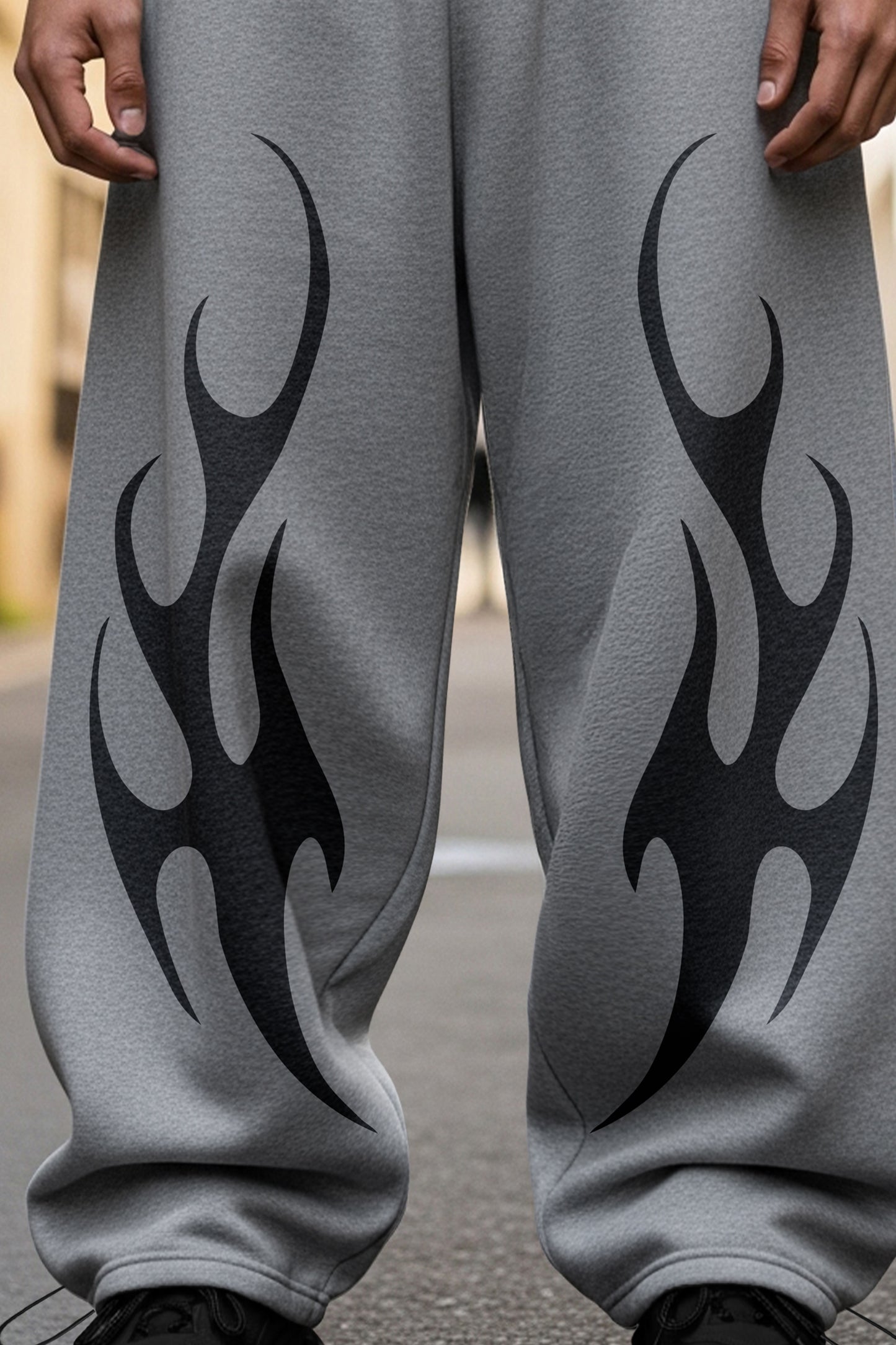 (MULTI FIT) LITE GREY (FIRE LINES) OVERSIZE WINTER SWEATPANT