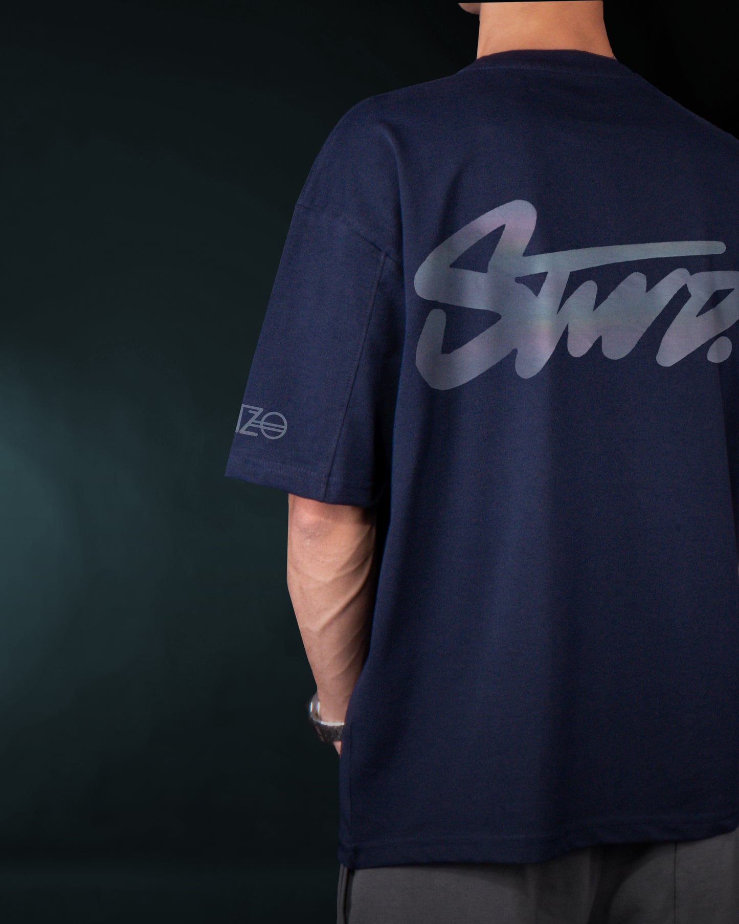 REFLICTIVE OVERSIZE TEE (STWD)-DARKE BLUE