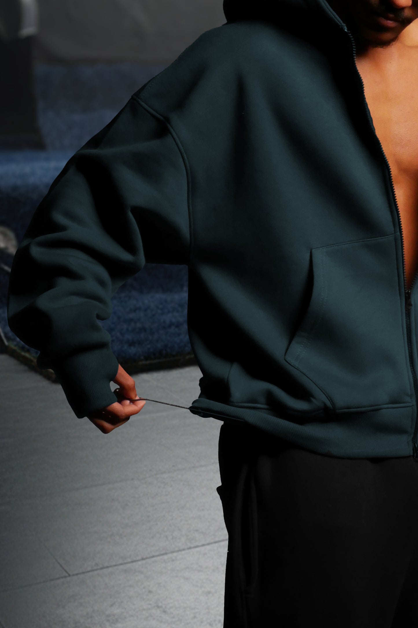 OVERSIZE ZIP UP MULTI FIT UNZO HOODIE {DARKE GREY}