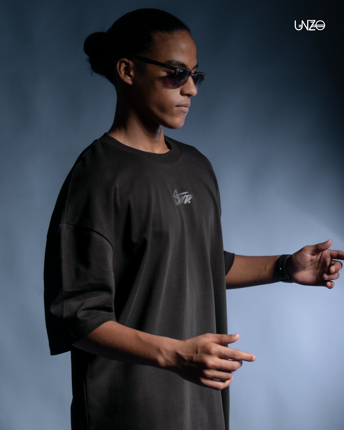 REFLICTIVE OVERSIZE TEE (STWD)-BLACK