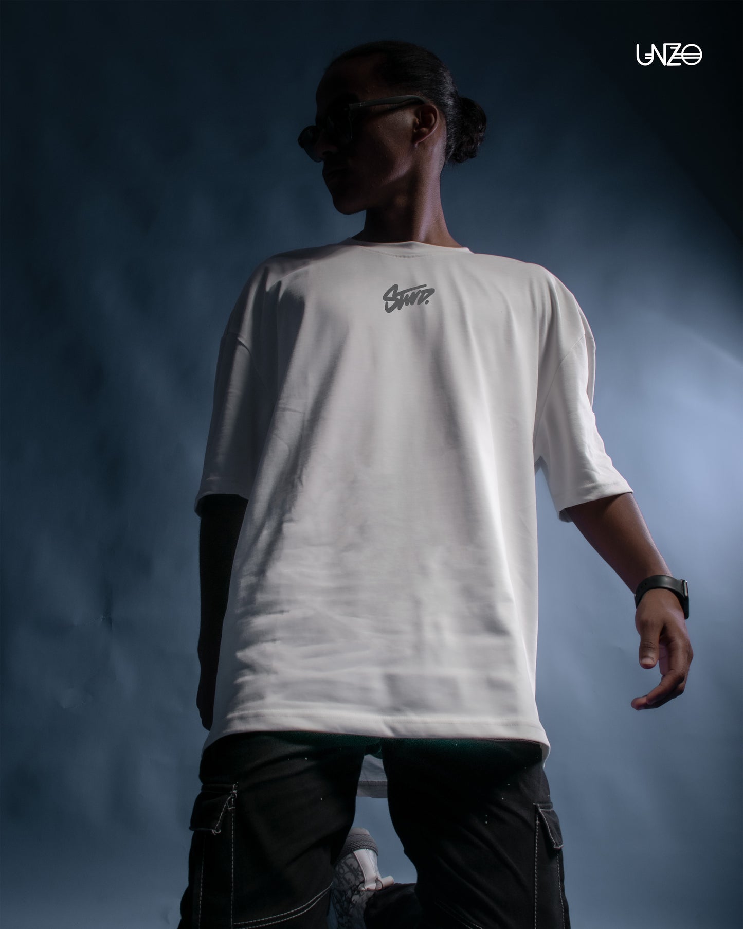 REFLICTIVE OVERSIZE TEE (STWD)-WHITE