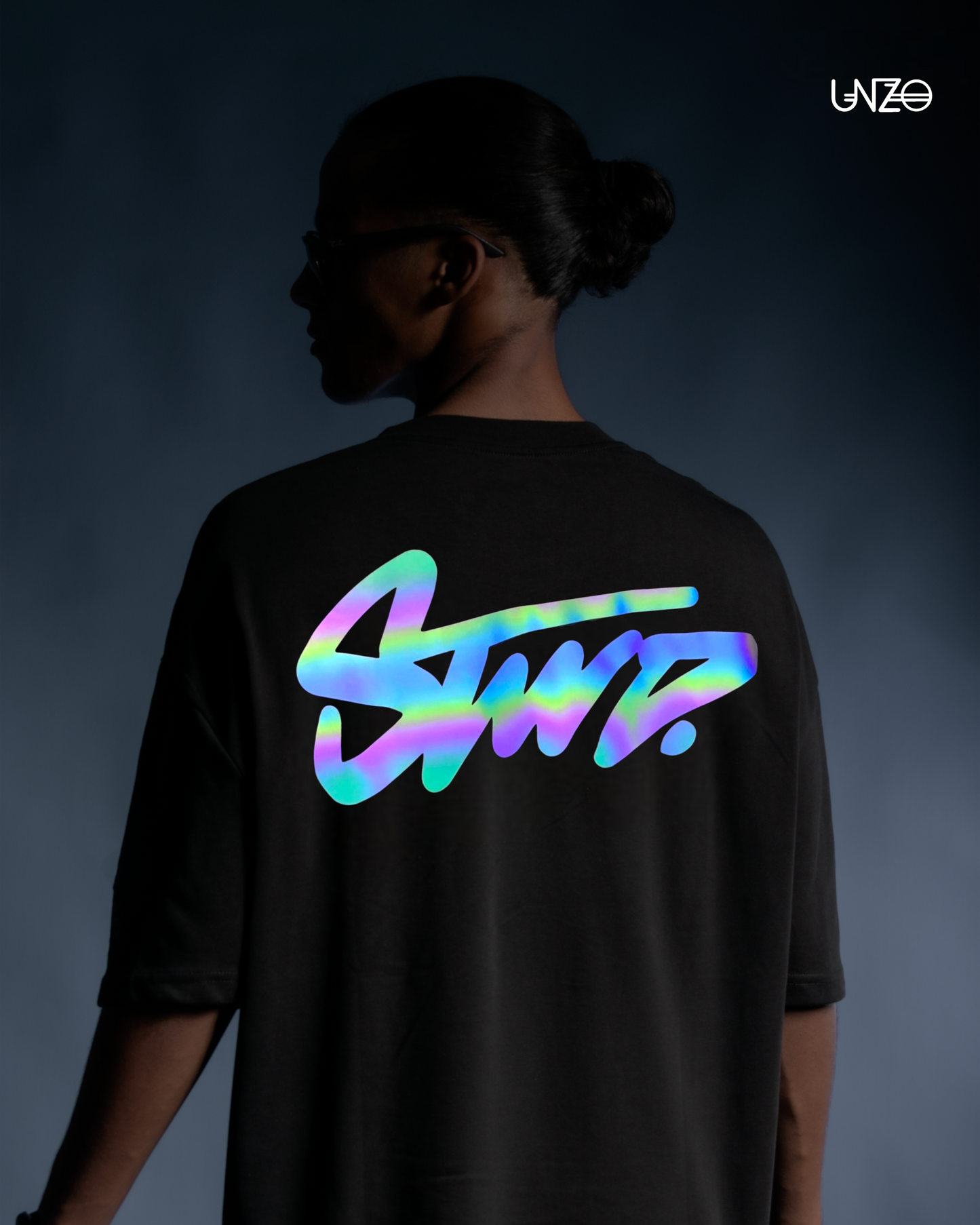 REFLICTIVE OVERSIZE TEE (STWD)-BLACK