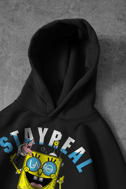 (SpongeBob) OVERSIZE HOODIE-BLACK