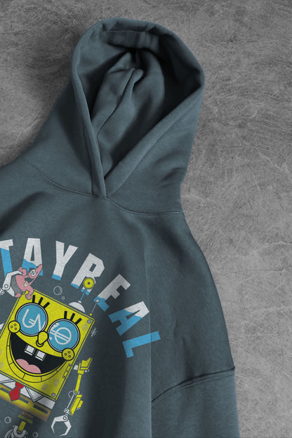 (SpongeBob) OVERSIZE HOODIE-DARKE GREY