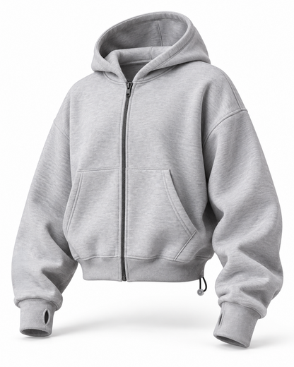 OVERSIZE ZIP UP MULTI FIT UNZO HOODIE {LITE GREY}