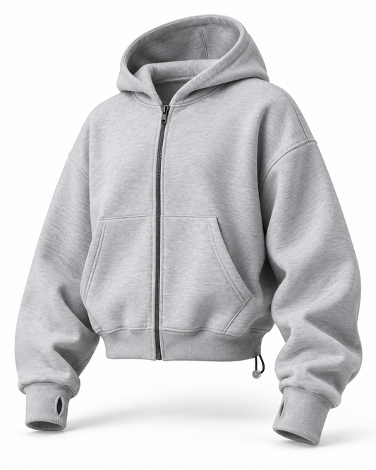 OVERSIZE ZIP UP MULTI FIT UNZO HOODIE {LITE GREY}