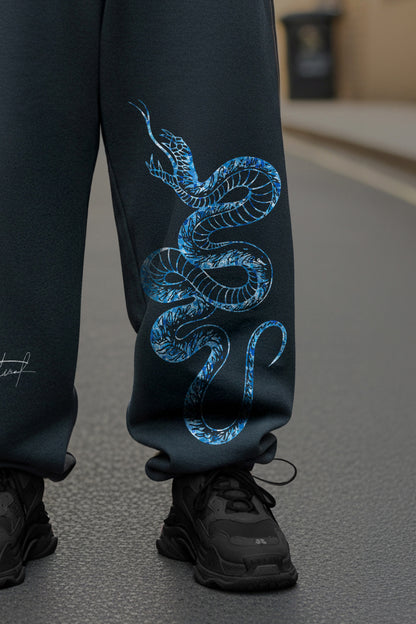 (MULTI FIT) DARKE GREY (SNAKE ) OVERSIZE WINTER SWEATPANT