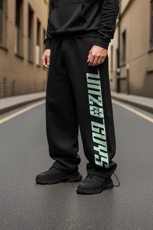(MULTI FIT) BLACK (UNZO GUYS)  OVERSIZE  WINTER SWEATPANT