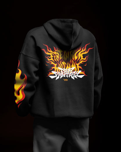 (FIRE)OVERSIZE HOODIE- BLACK