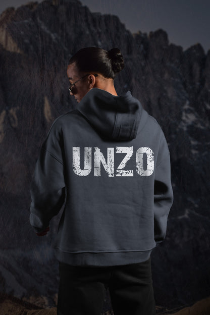 (UNZO SCRATCH)OVERSIZE HOODIE-DARKE GREY