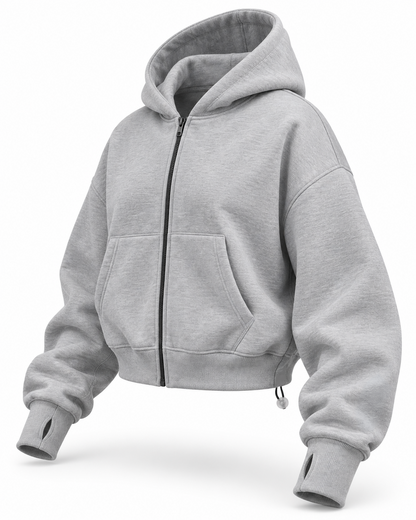 OVERSIZE ZIP UP MULTI FIT UNZO HOODIE {LITE GREY}