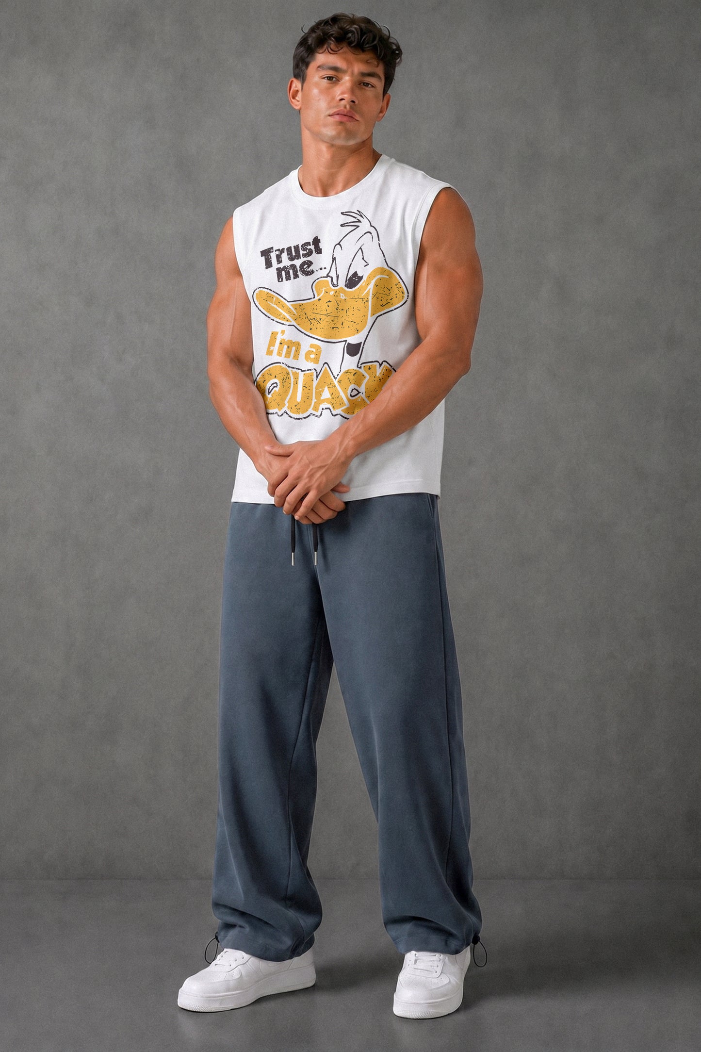WHITE OVERSIZE (SHOULDER CUT) ( DUFFY DUCK))