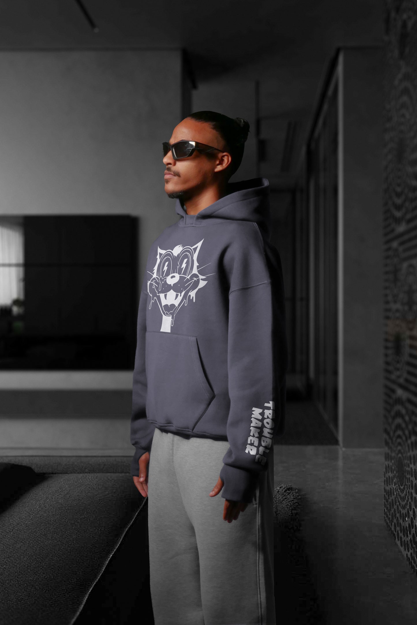 MULTI FIT OVERSIZE [BUTCH 2 ] HOODIE {DARK GREY}