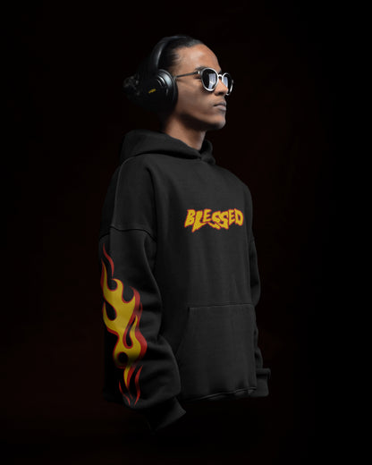 (FIRE)OVERSIZE HOODIE- BLACK