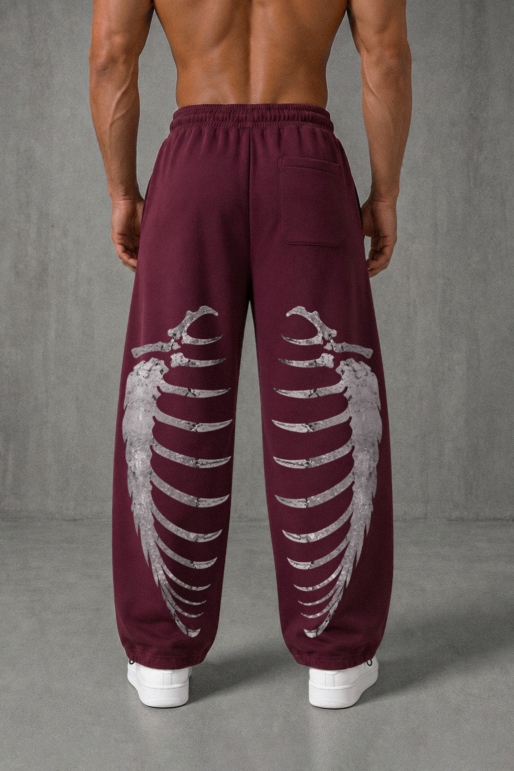 (MULTI FIT) BUGUNDY (BONE RIBS) OVERSIZE SWEATPANT