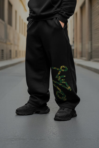 (MULTI FIT) BLACK (UNZO) OVERSIZE WINTER SWEATPANT