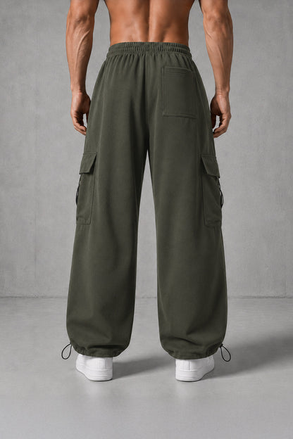 (GABARDINE) OLIVE GREEN  MULTI FIT (CARGO ) OVERSIZE SWEATPANT