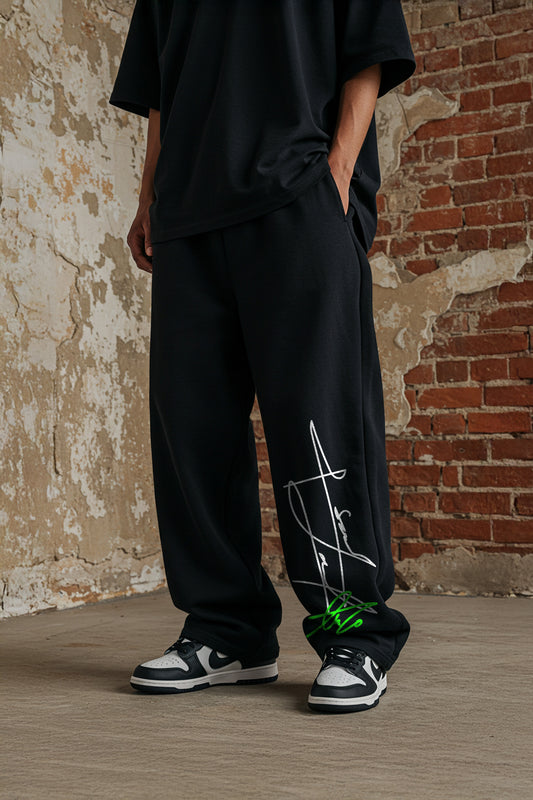 BLACK (MULTI FIT) OVERSIZE SWEATPANT (sign)