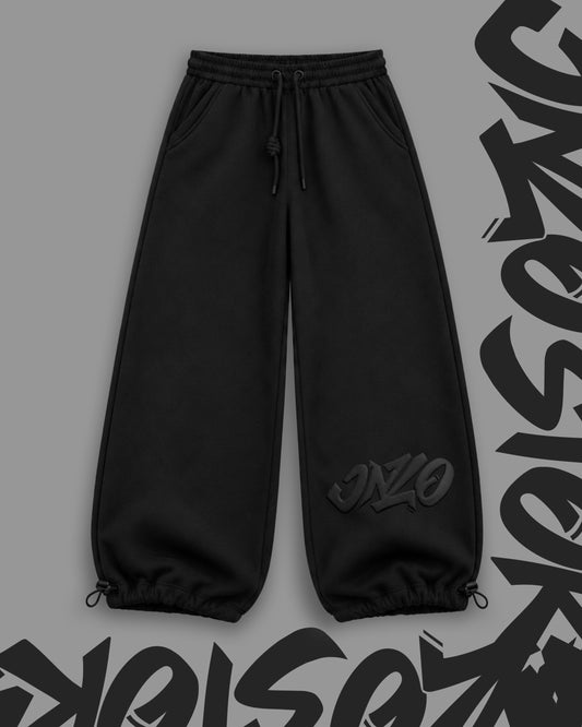 Heavy Oversize (PUFF PRINT) Sweatpant with Rear Phone Pocket – (BLACK)