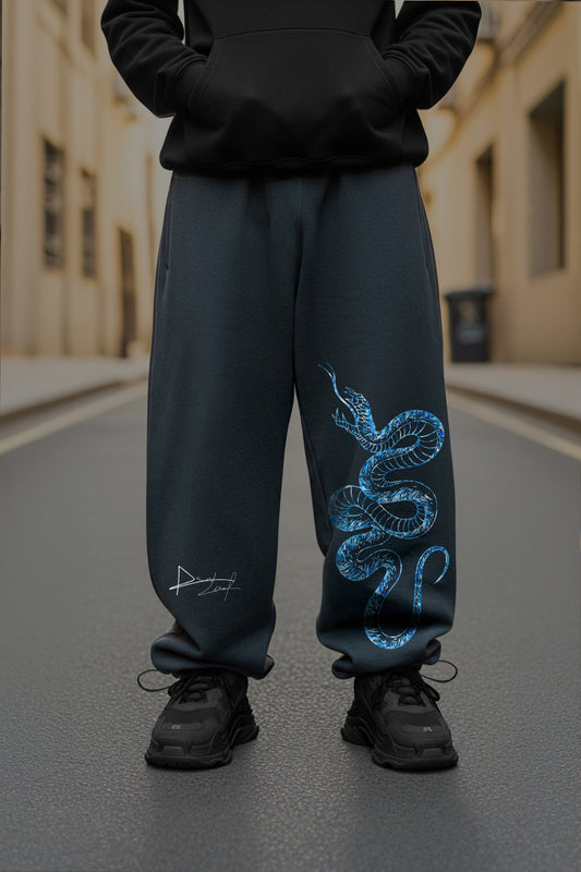 (MULTI FIT) DARKE GREY (SNAKE ) OVERSIZE WINTER SWEATPANT