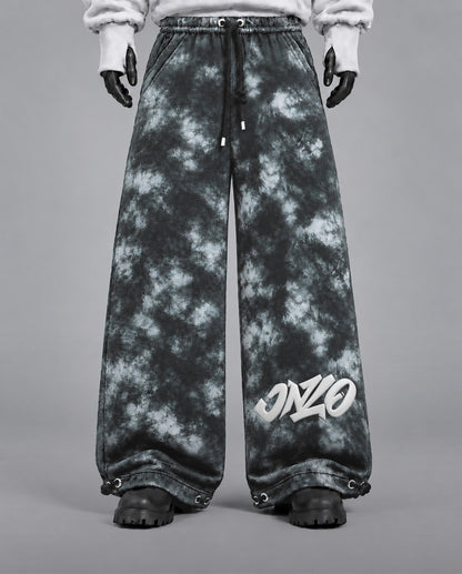 Oversize Baggy Marble Print  Pants with Rear Phone Pocket – ( Charcoal Grey)