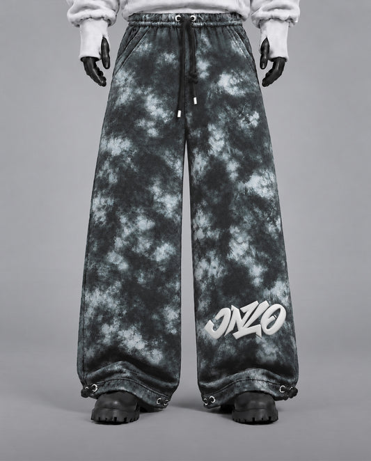 Oversize Baggy Marble Print  Pants with Rear Phone Pocket – ( Charcoal Grey)
