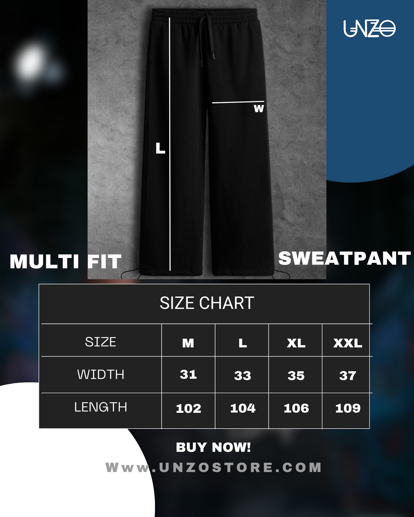 UNZO (MULTI FIT) OVERSIZE SWEATPANT [BUGUNDY]