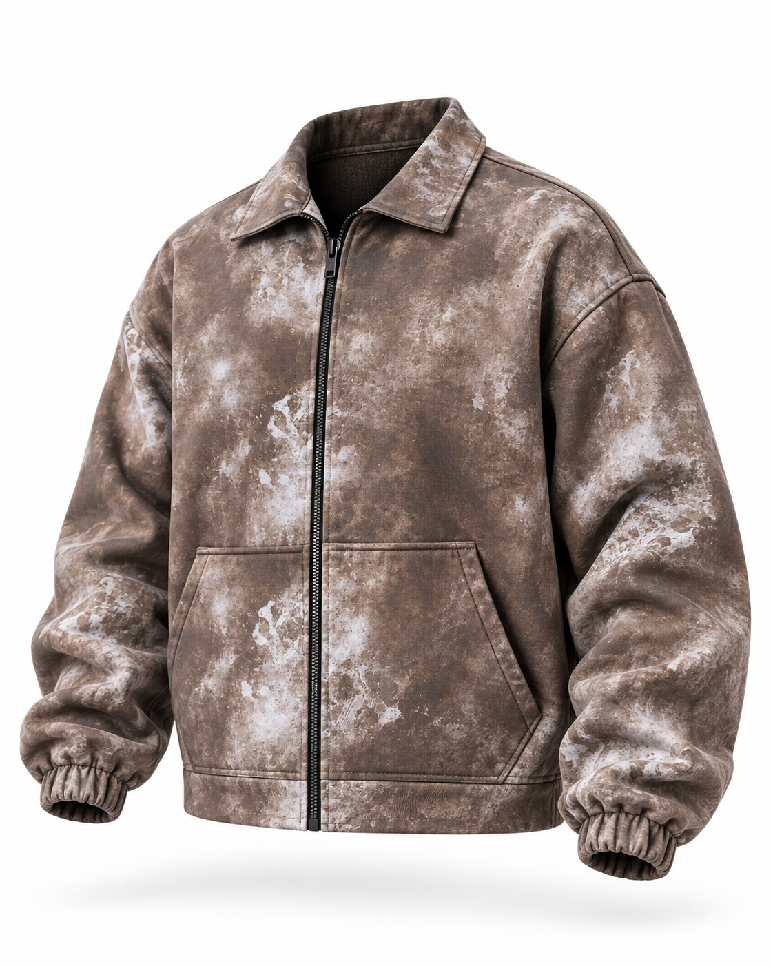 {WASHED BROWN } OVERSIZE ZIP UP MULTI FIT JACKET