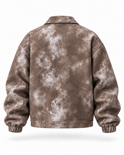 {WASHED BROWN } OVERSIZE ZIP UP MULTI FIT JACKET