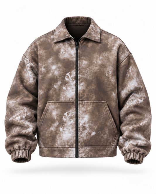 {WASHED BROWN } OVERSIZE ZIP UP MULTI FIT JACKET