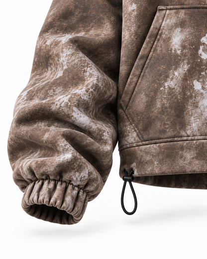 {WASHED BROWN } OVERSIZE ZIP UP MULTI FIT JACKET