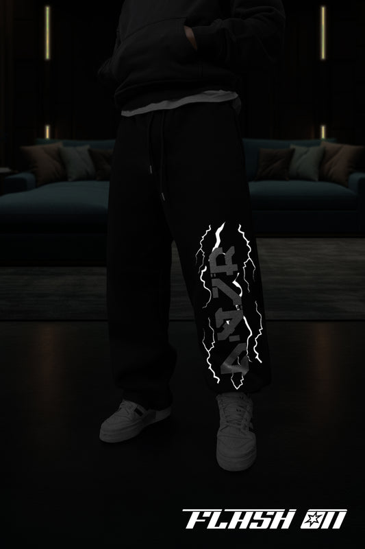 REFLICTIVE (MULTI FIT) BLACK (UNZO THANDER ) OVERSIZE WINTER SWEATPANT