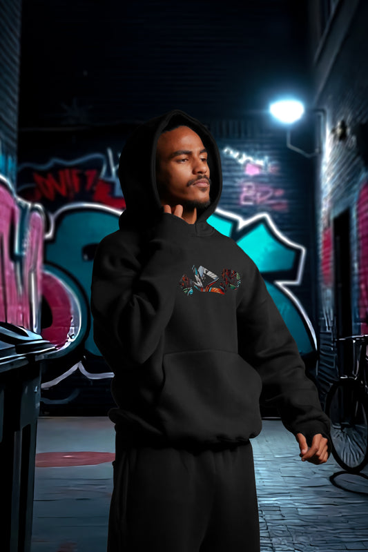 MULTI FIT OVERSIZE [RED BUGZ ] HOODIE {BLACK}