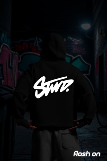 REFLICTIVE /MULTI FIT OVERSIZE [STWD] HOODIE {BLACK}