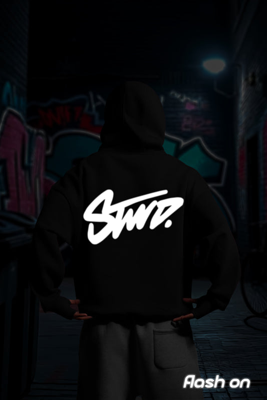REFLICTIVE /MULTI FIT OVERSIZE [STWD] HOODIE {BLACK}