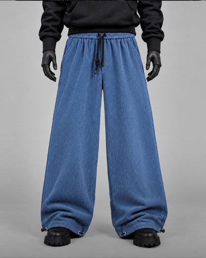 Oversize Baggy Ribbed Velvet Pants with Rear Phone Pocket – ( DUST BLUE)