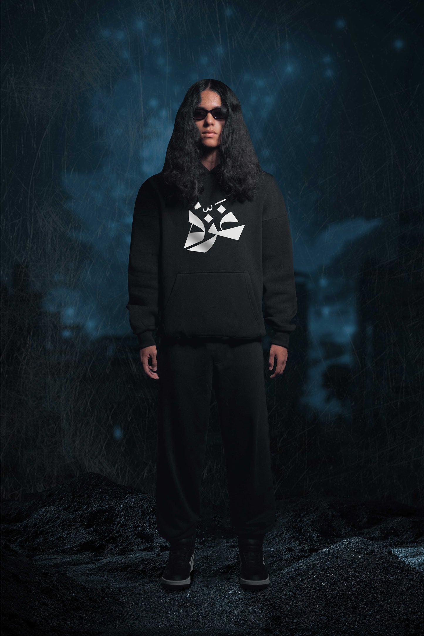 (GAZA)OVERSIZE HOODIE- BLACK