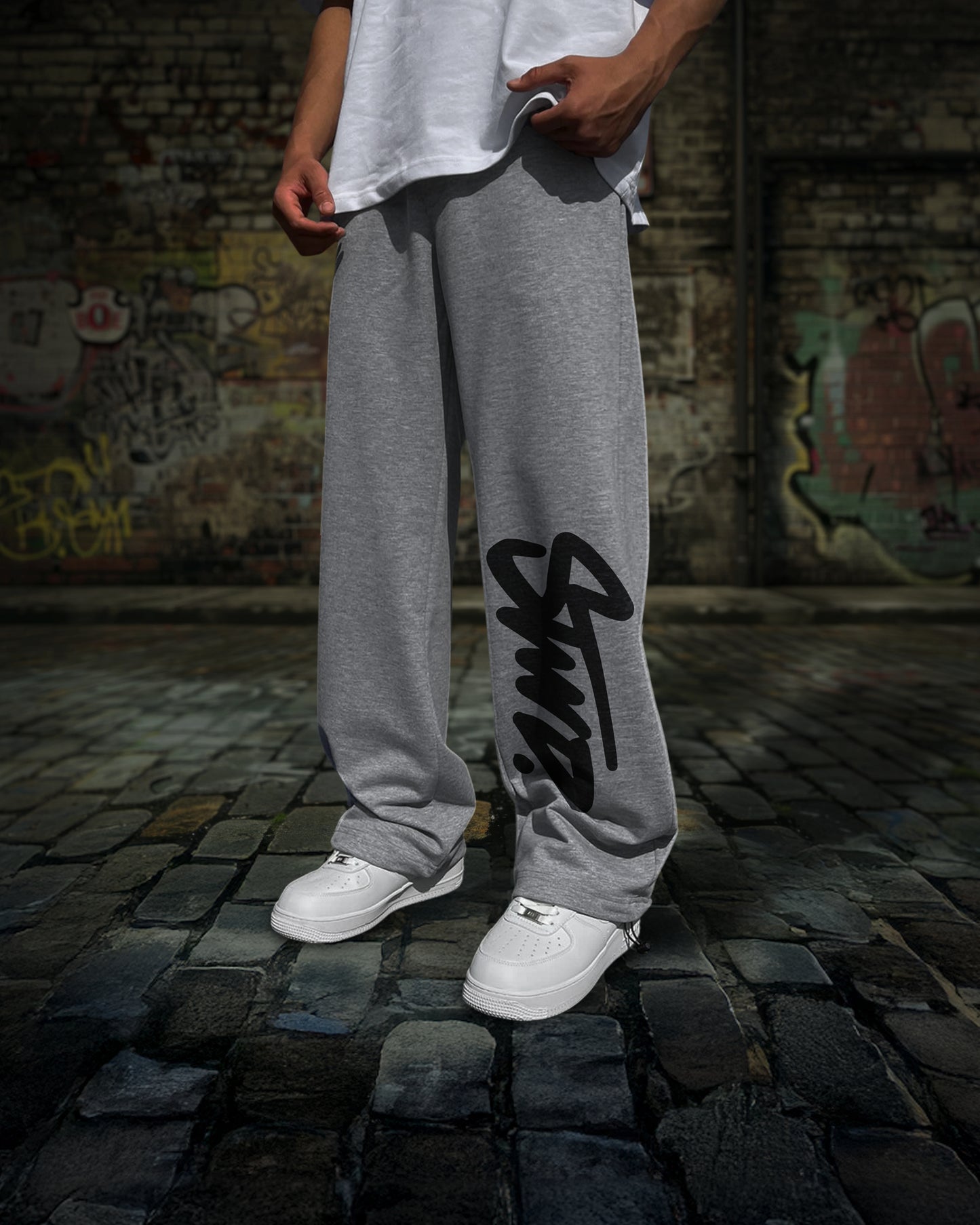 LITE GREY PUFF PRINT(MULTI FIT) OVERSIZE SWEATPANT (STWD)