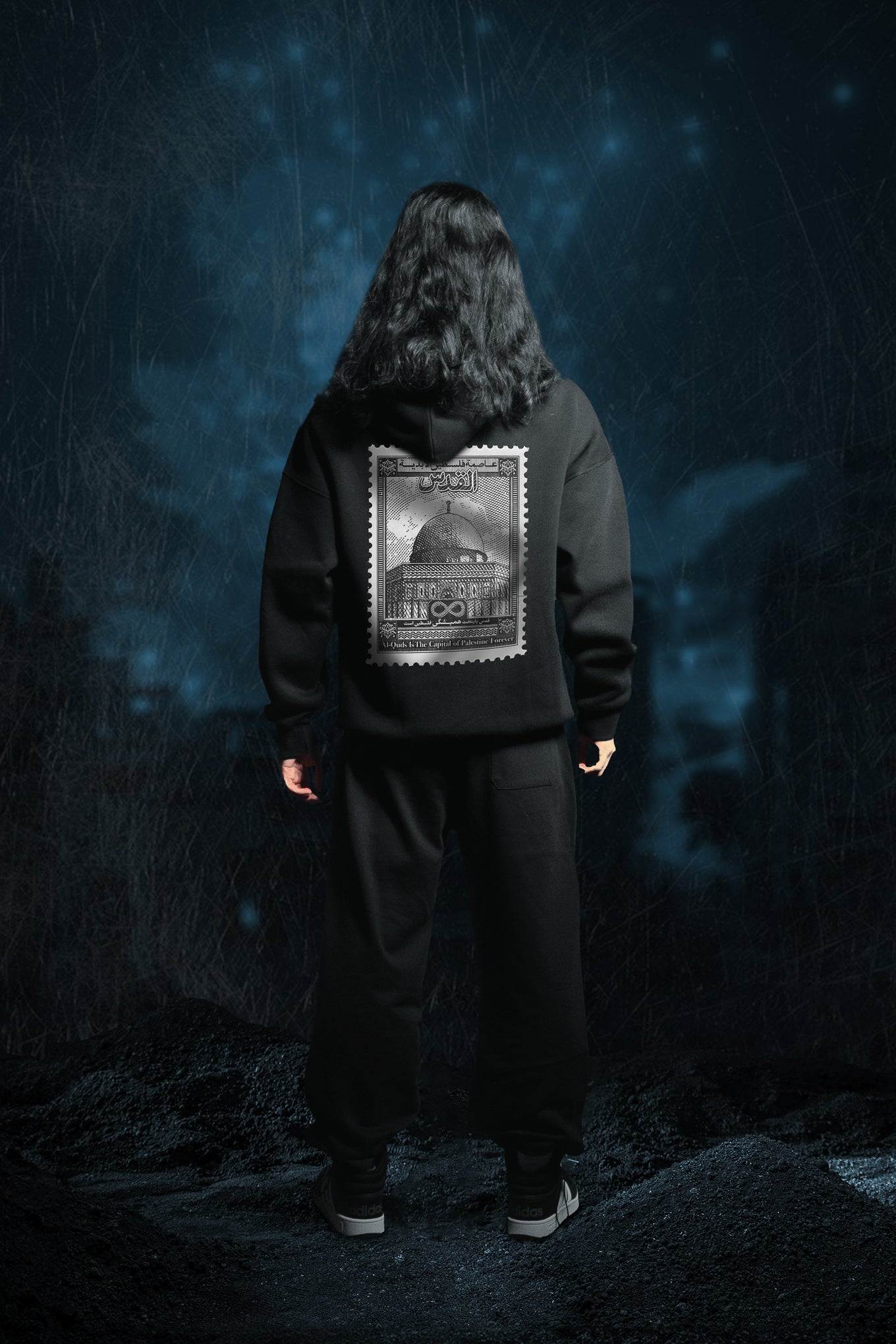 (GAZA)OVERSIZE HOODIE- BLACK