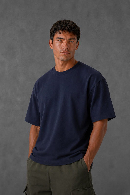 -BOXY FIT-NAVY BLUE (UNZO) OVERSIZE TEE