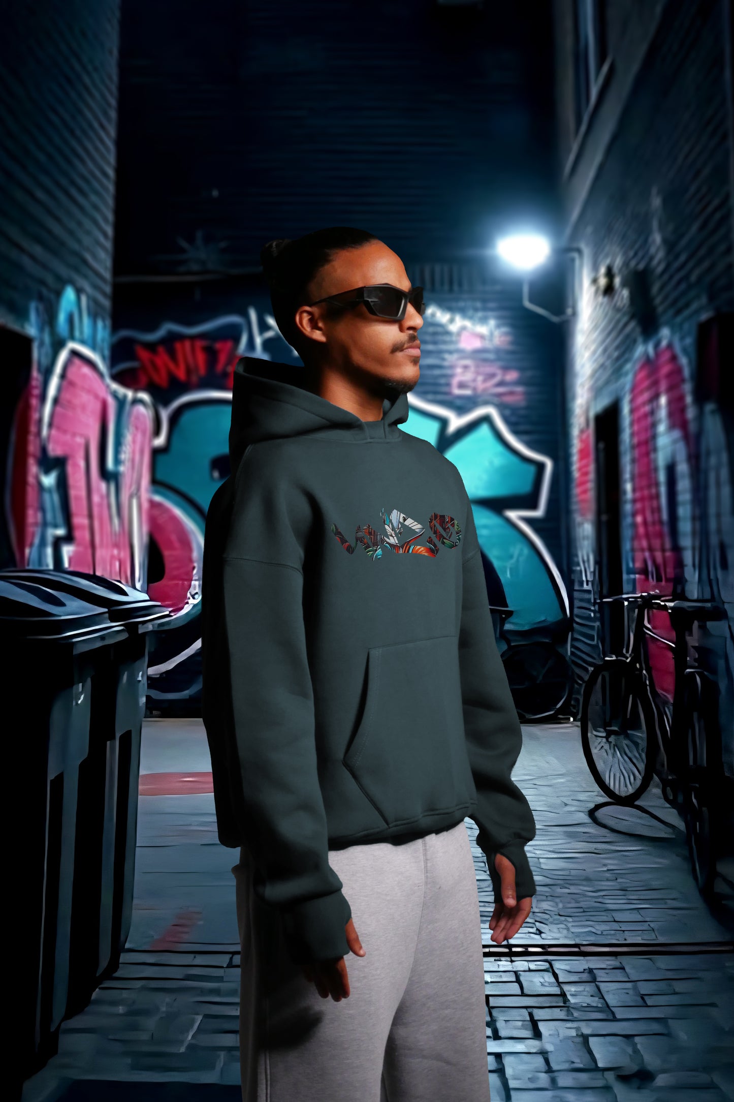 MULTI FIT OVERSIZE [RED BUGZ ] HOODIE {DARK GREY}