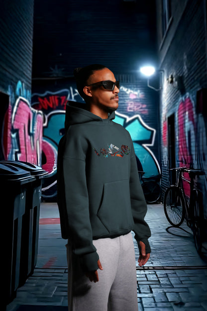 MULTI FIT OVERSIZE [RED BUGZ ] HOODIE {DARK GREY}