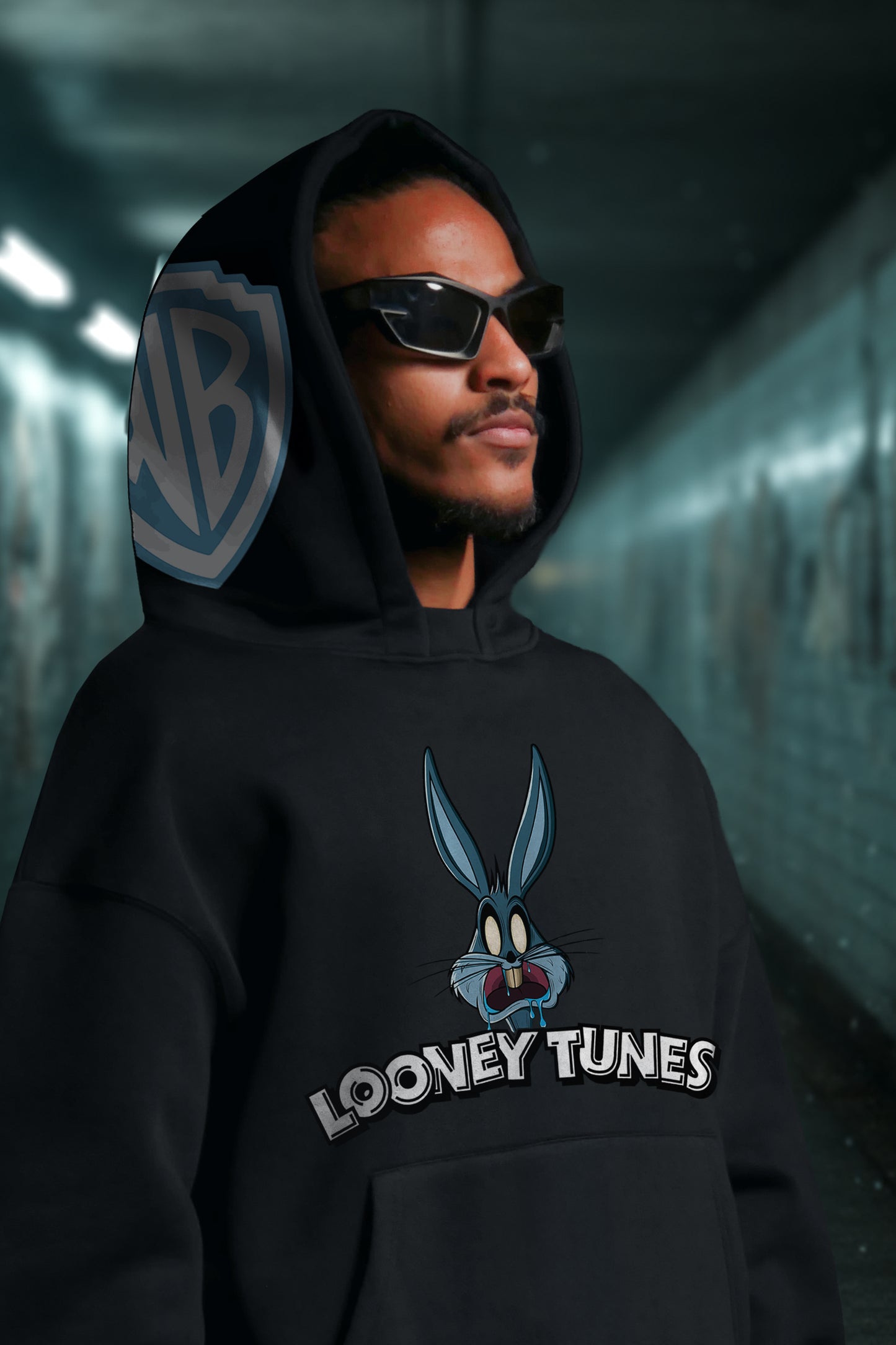 MULTI FIT OVERSIZE [BLUE BUGZ ] HOODIE {BLACK}