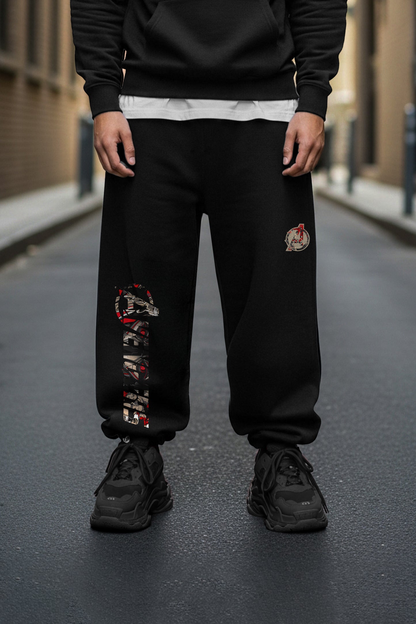 (MULTI FIT) BLACK (AVENGERS) OVERSIZE WINTER SWEATPANT