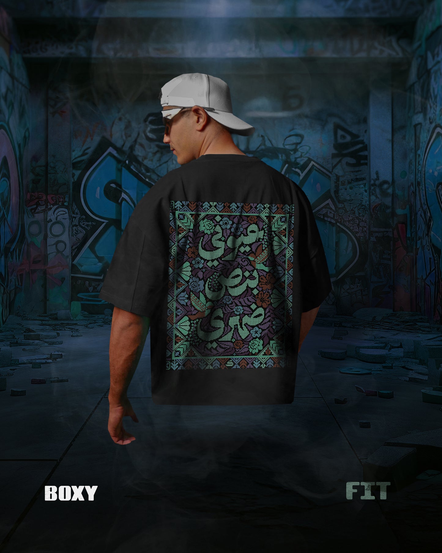 -BOXY FIT-BLACK (3IONY) OVERSIZE TEE