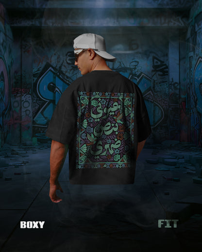 -BOXY FIT-BLACK (3IONY) OVERSIZE TEE